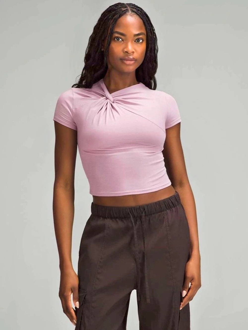 NWOT Lululemon Asymmetrical Front Twist Short Sleeve Size M *Embroidered Logo